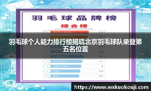 羽毛球个人能力排行榜揭晓北京羽毛球队荣登第五名位置